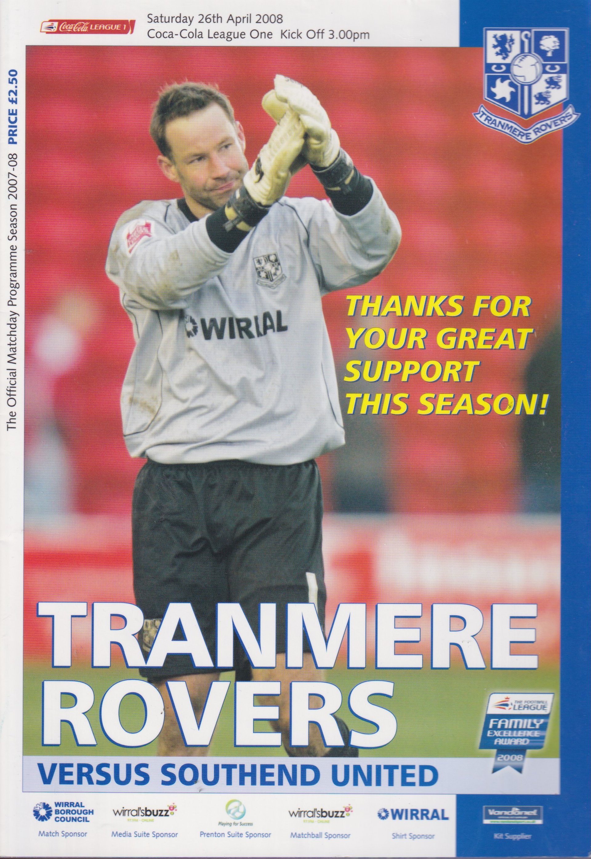 Tranmere Rovers v Southend United match programme